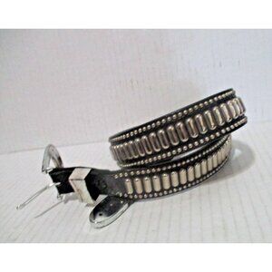 *Fabulous! MOD Black Full-Grain Leather Belt With Silver Studded Design